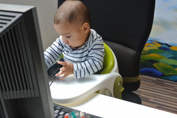 Zara working in the office