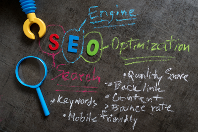 SEO optimization chalk board