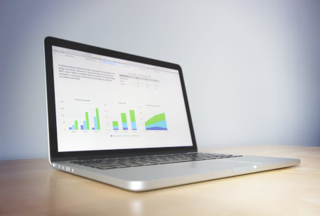Laptop displaying data
