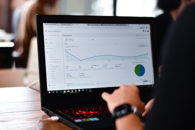Laptop showing graphs