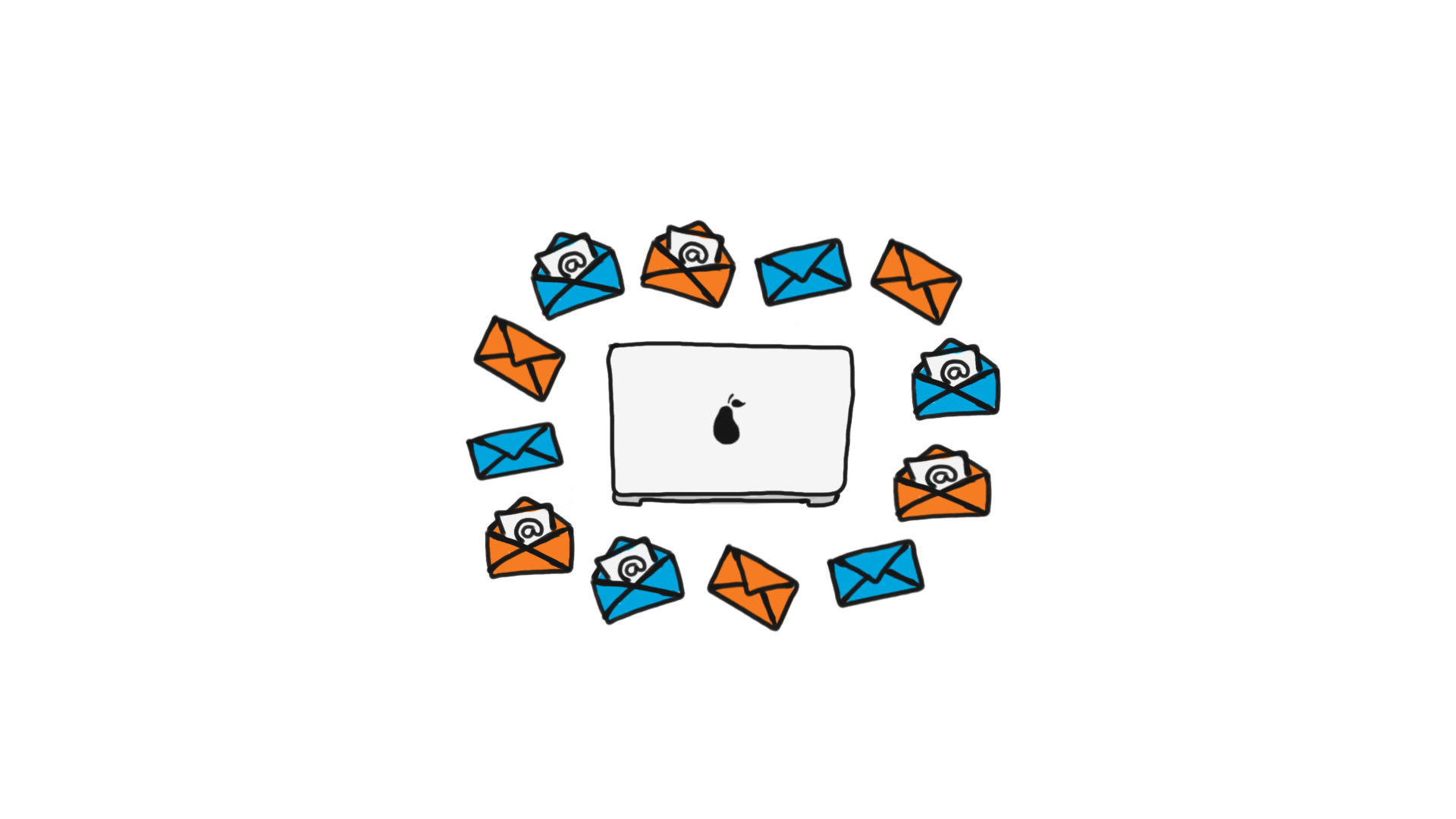 emails around laptop