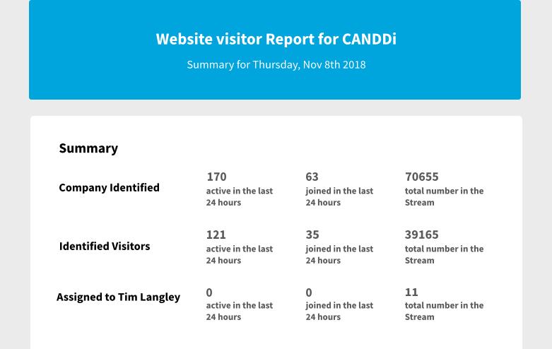 canddi website visitor report