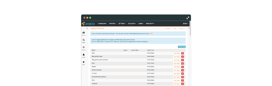 Tagging dashboard