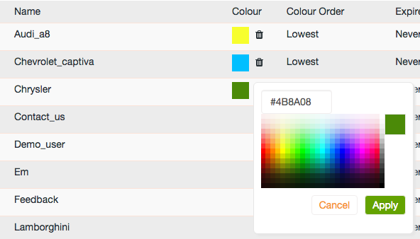 Tag colour picker
